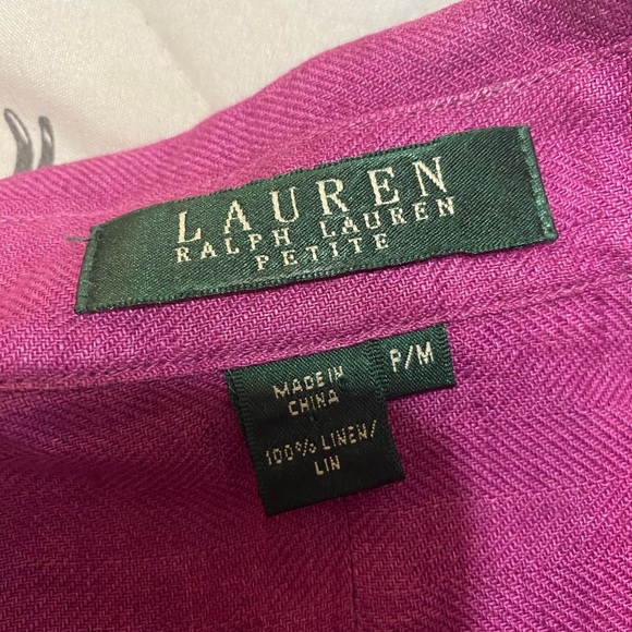 Ralph Lauren Black label Linen Logo button down fuchsia blouse - Picture 4 of 7
